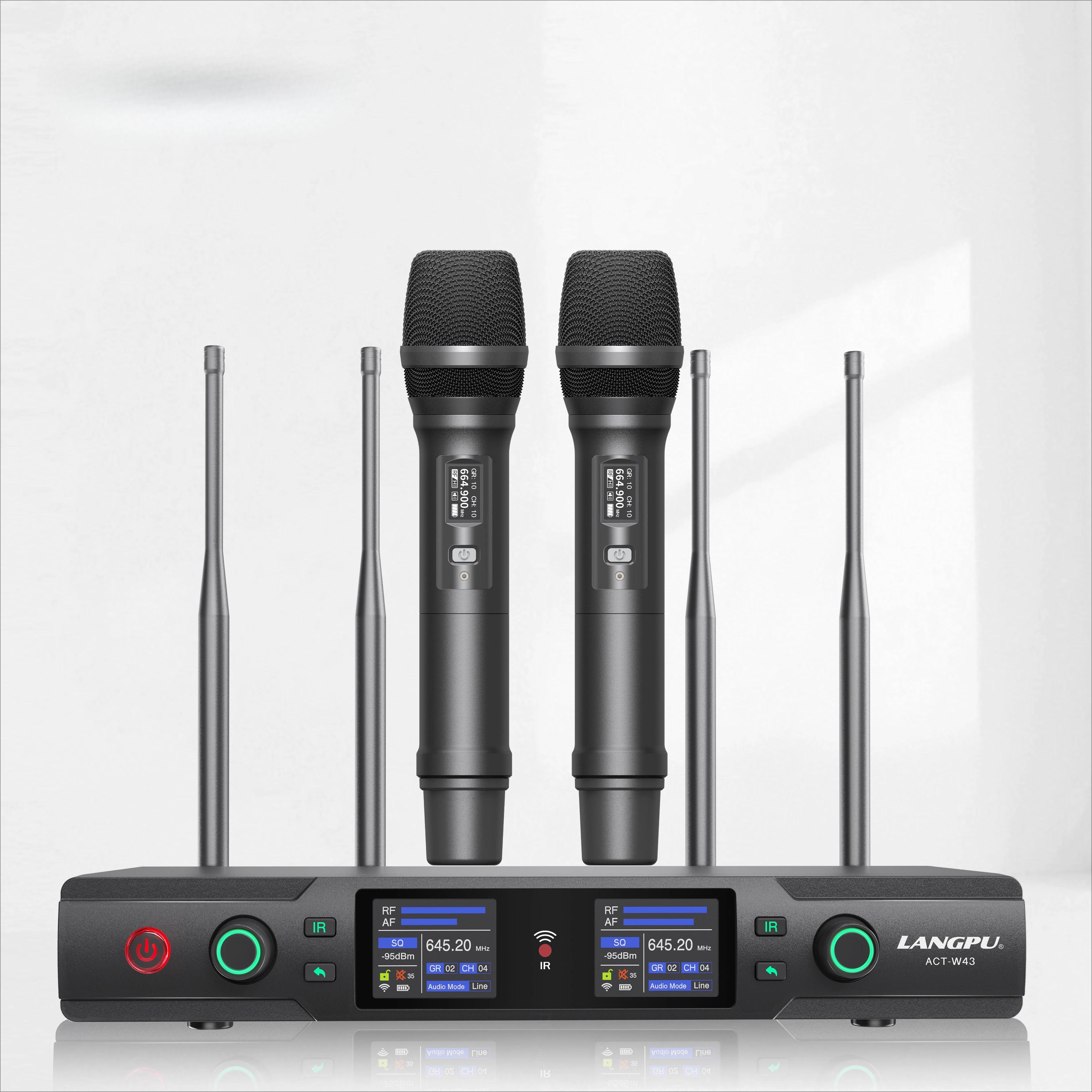 ACT-W43 Wireless Microphones 2 Channels LANGPU 28 Years Manufacturer OEM Outdoor Wedding Speech Professional Hot Sale Handheld