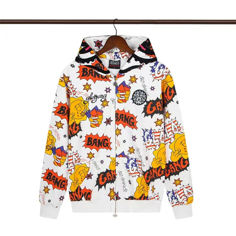 

Мужская толстовка на молнии GLO GANG в европейском и американском уличном стиле, из высококачественного хлопка