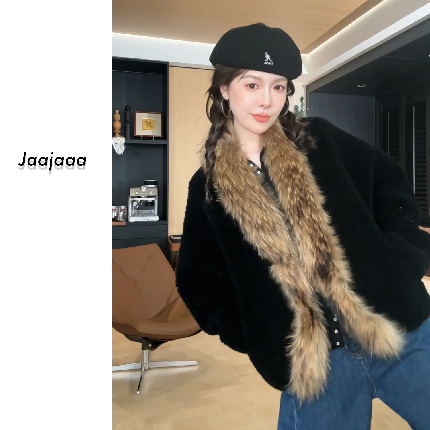 

Пальто Ele Jaajaaa Paris Evening из 100% шерсти с воротником из меха белки, легкое, роскошное, теплое, прямого кроя