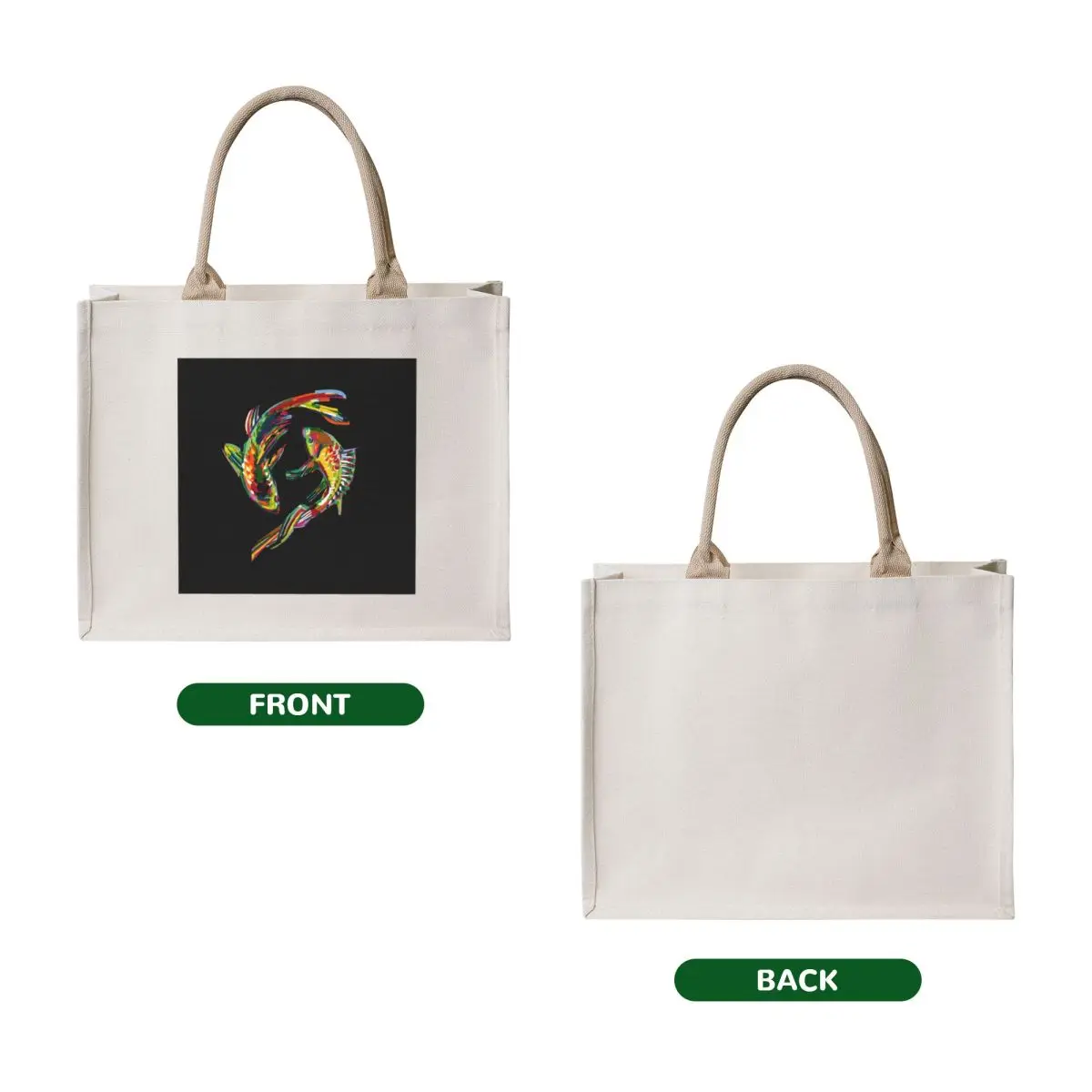 Vibrant Hand-Drawn Koi Carps Tote Bag cute pouch bag eco pack Candy bags woman shopping bag