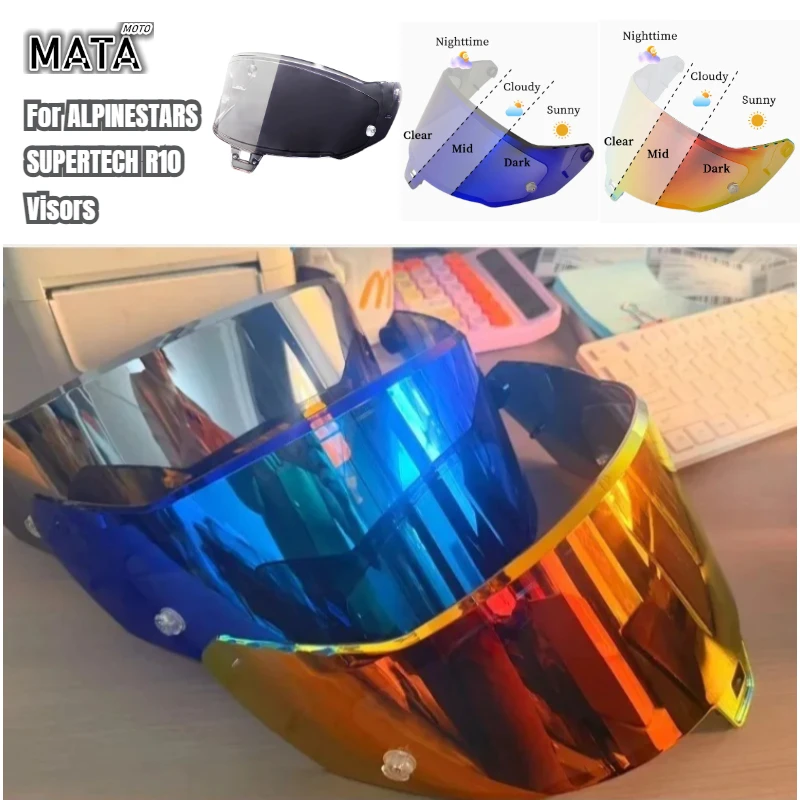 Hot For ALPINESTARS SUPERTECH R10 Visors Color Changing UV Resistant Helmet Lens R10 Colorful Sunshade and Windshield Protection