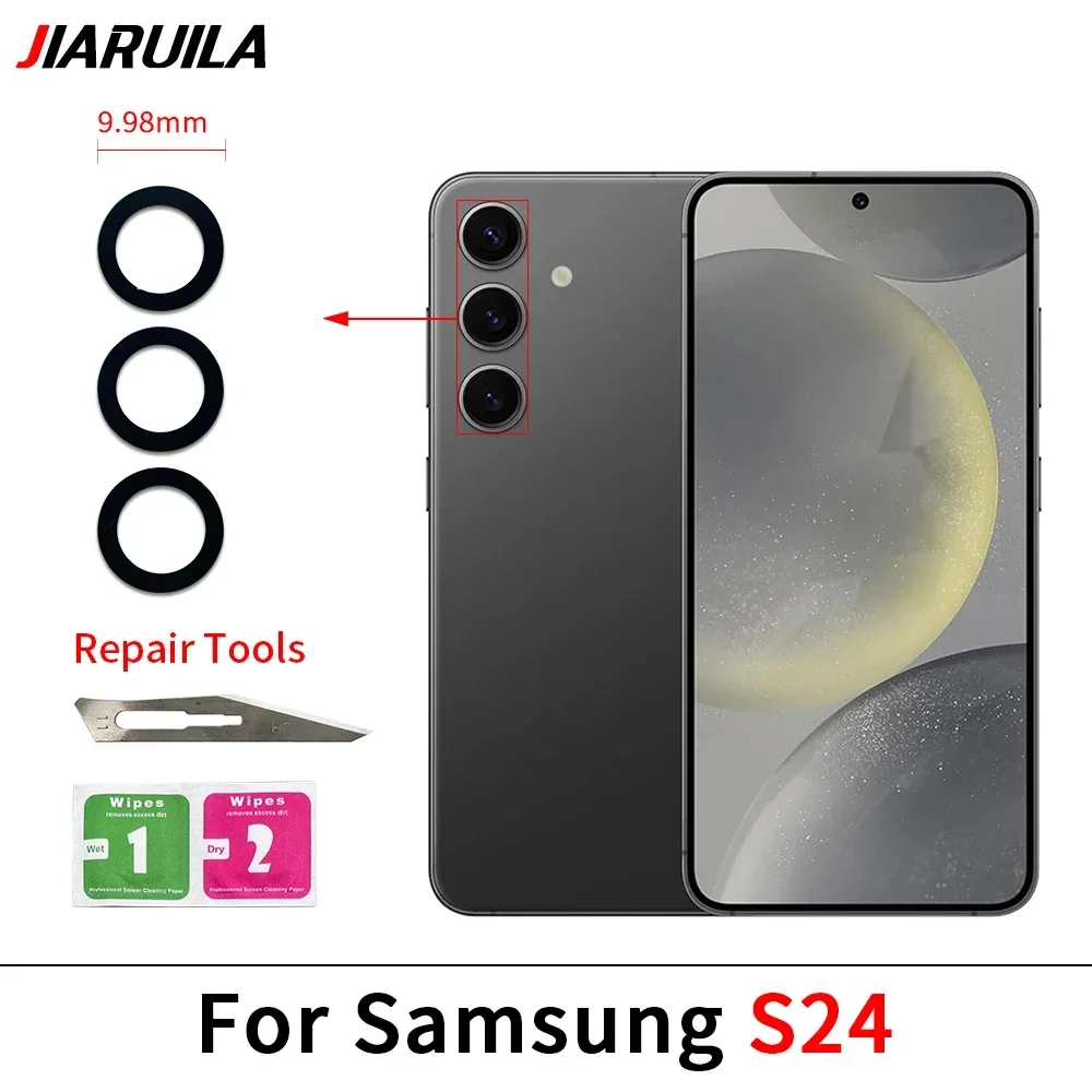 50Pcs，For Samsung S24 S23 Plus Ultra Fe Rear Back Camera Glass Lens Ring Bezel Cover With Adhesive Sticker