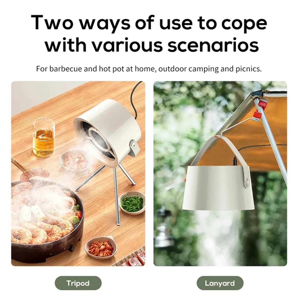 Campana extractora portátil, extractor de cocina, Campana extractora de escritorio para cocinar con 3 velocidades para barbacoa interior caliente