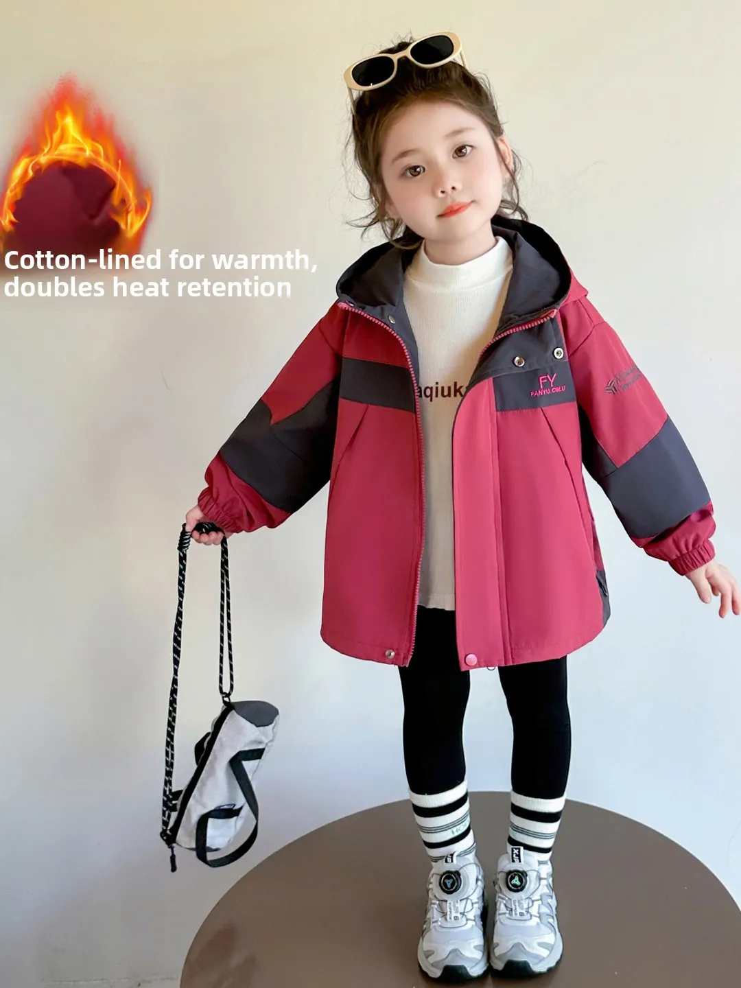 

Зимнее пальто-туэт для девочек на хлопковой подкладке с капюшоном, повседневная модная цветная блузка на молнии, длинный шелковый топ све