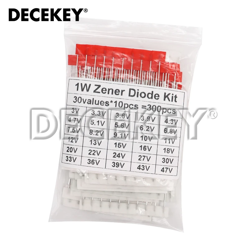 300pcs 1W Zener Diode Kit DO-41 30Values Each 10pcs 3V-47V DIY Sample Set New