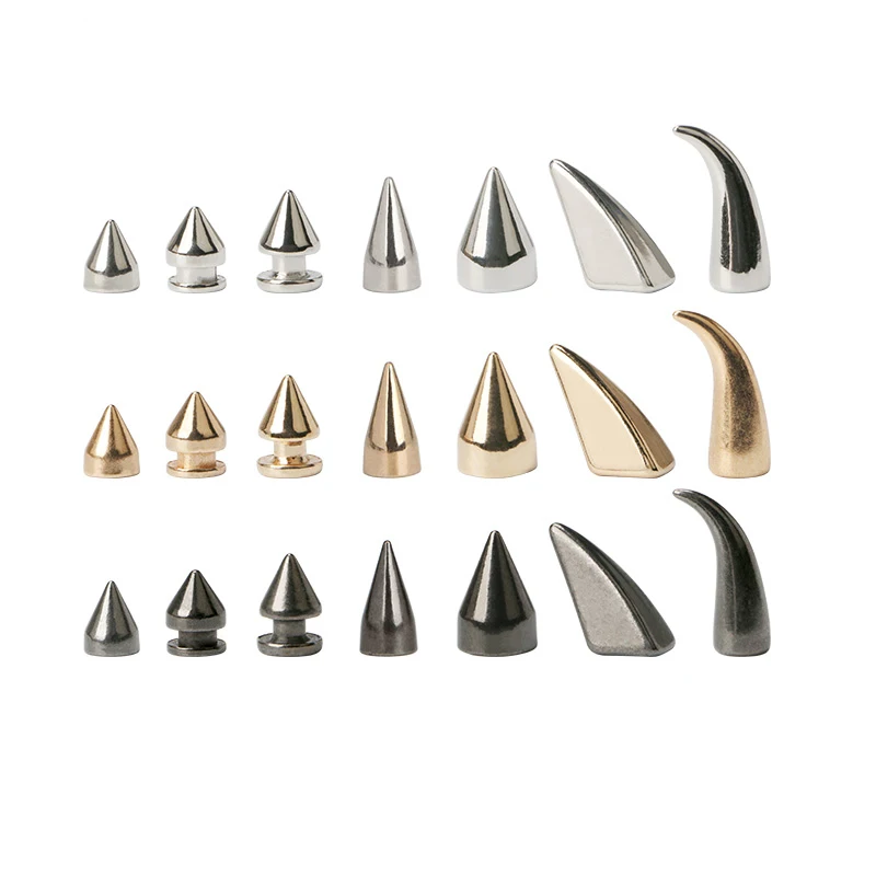 10 Sets Silber Gold Kegel Spikes Schraubbolzen Nieten Metall Baum Spikes und Nieten Metallic Schraubverschluss für DIY Lederbekleidung – Detail 2