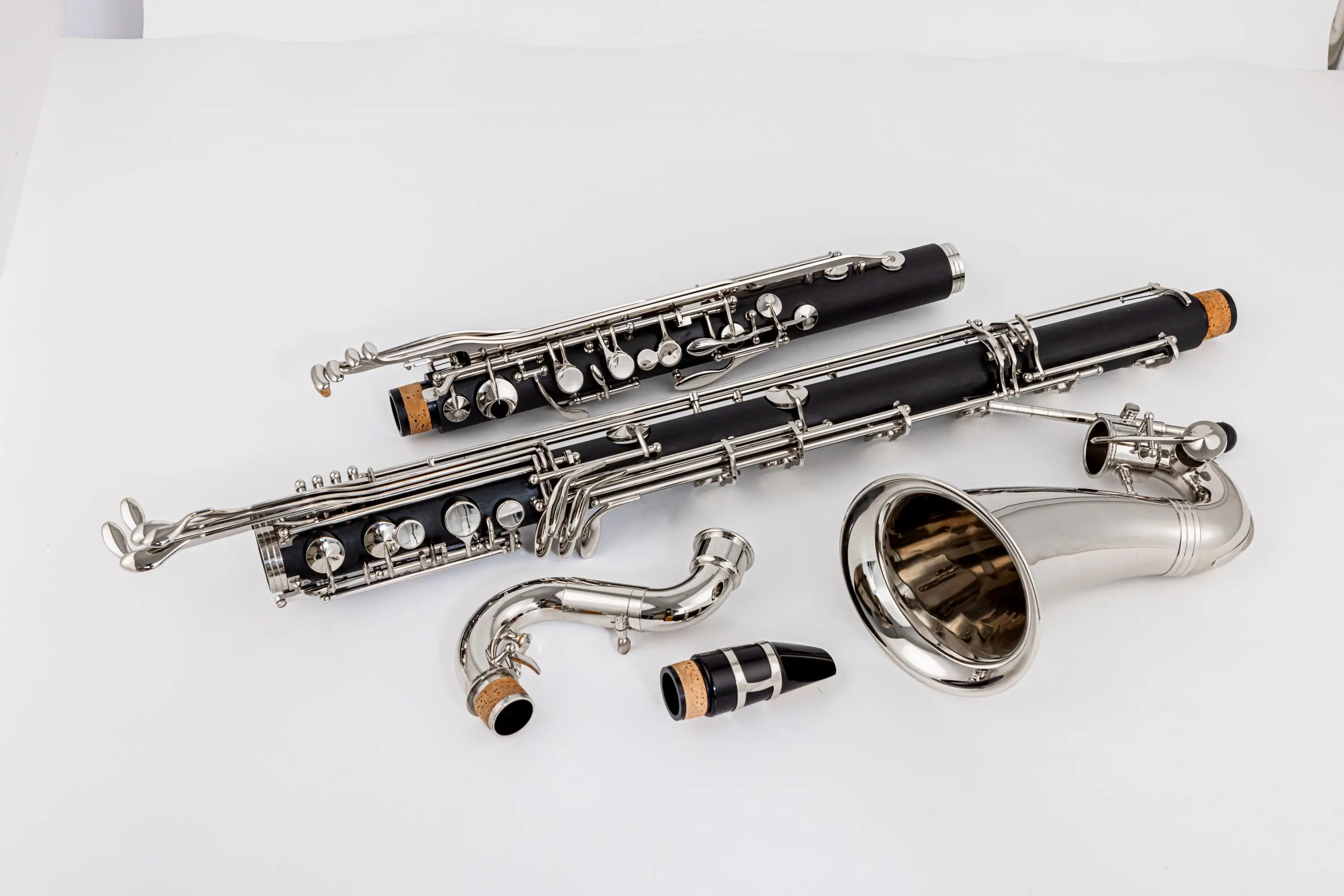 New Arrival Low C Clarinet Silver Plated Keys Bass Clarinet Professional Musical Instrument With Mouthpiece Free Shipping