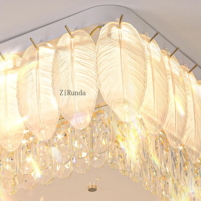 L95cm مستطيل فاخر K9 كريستال المطبخ ضوء السقف الحديثة فيلا المعيشة LED المنزل