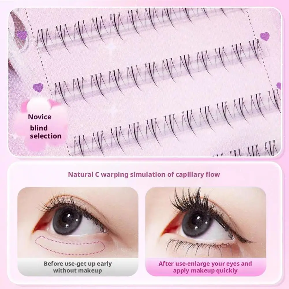Glue-free lower false eyelashes Natural self-adhesive Individual Cluster Ultra-thin lash stems DIY Eyelash Extension Makeup Tool