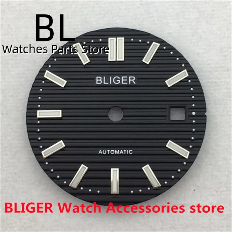 BLIGER 29mm Watch Dial Black Blue Brown Dial Green Luminous For NH35 ETA 2836 MIYOTA8215 Movements Replacement Watch Accessories