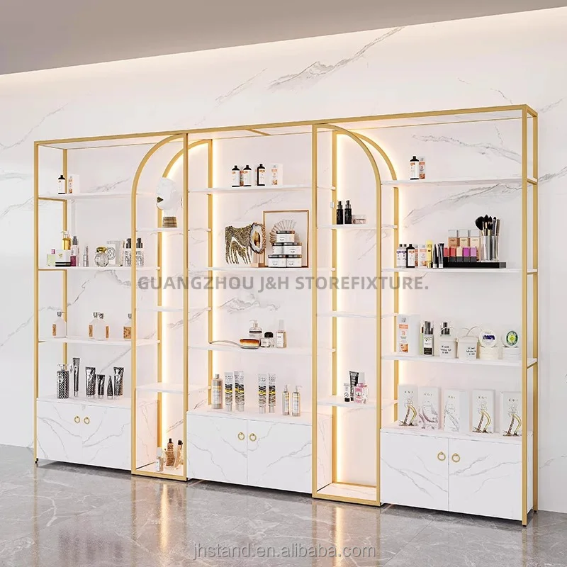 Customized. luxury cosmetics skin care product display shelf perfume shop interior design makeup shop beauty salon display