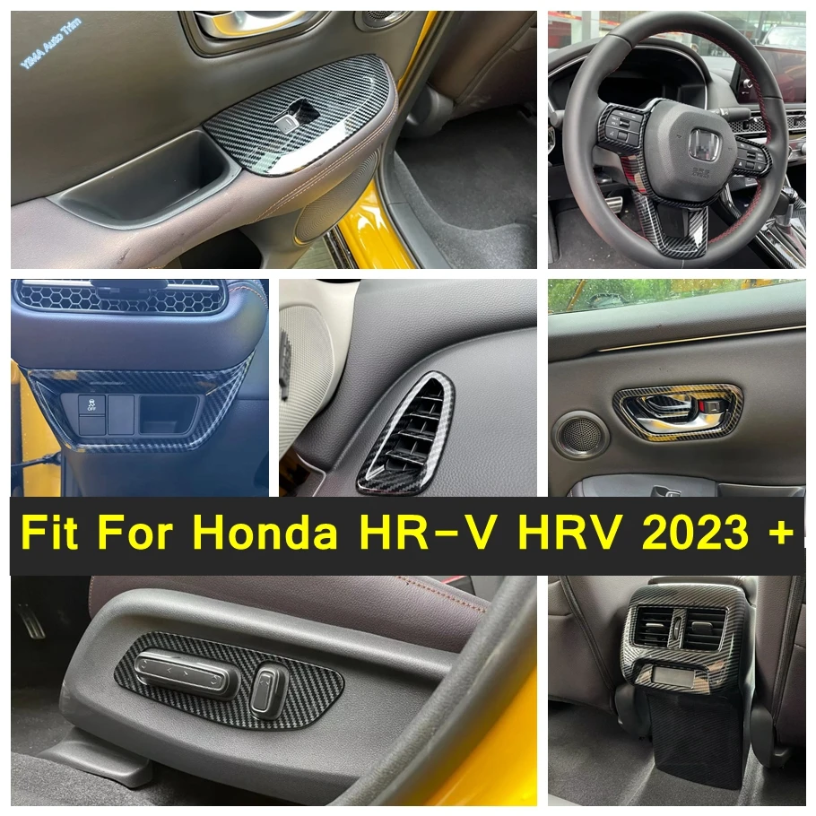 

Car AC Outlet AC Vent / Window Lift / Steering Wheel Cover Trim Carbon Fiber Accessories For Honda HRV HR-V ZRV Z-RV 2023 2024