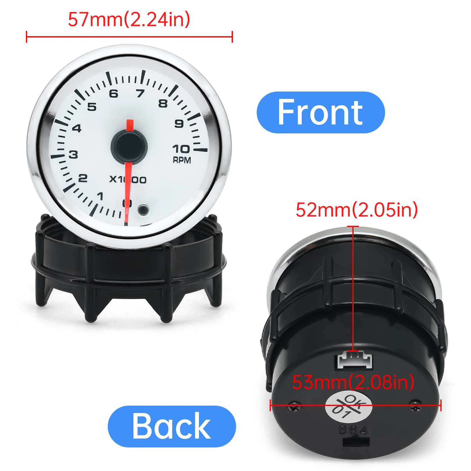 Tacómetro de 52MM para coche, medidor de temperatura de agua y aceite, presión de aceite, EXT Temp, relación de combustible y aire, voltímetro, retroiluminación de 7 colores para 12V