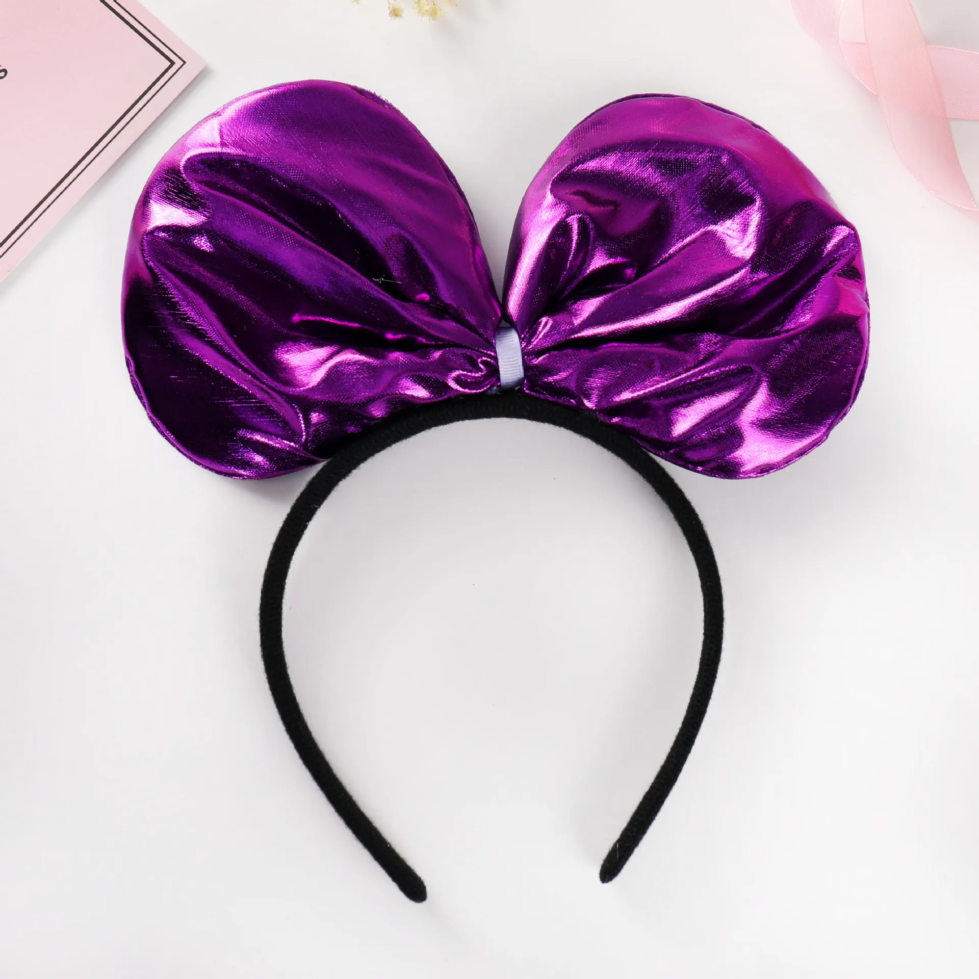 Diadema de Mickey de Disney, botón de cabeza con lazo, accesorios para espectáculo de vacaciones, fiesta DIY, Navidad, Halloween, accesorios para el cabello, diadema de Minnie