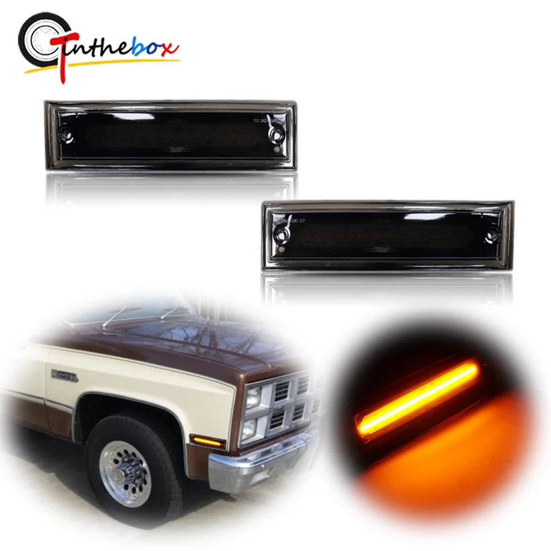 2xFor Chevrolet Suburban C10 C20 C30 LED Front Bumper Side Marker Light Turn Signal Lamps GMC C1500 C2500 C3500 Jimmy OEM#915557