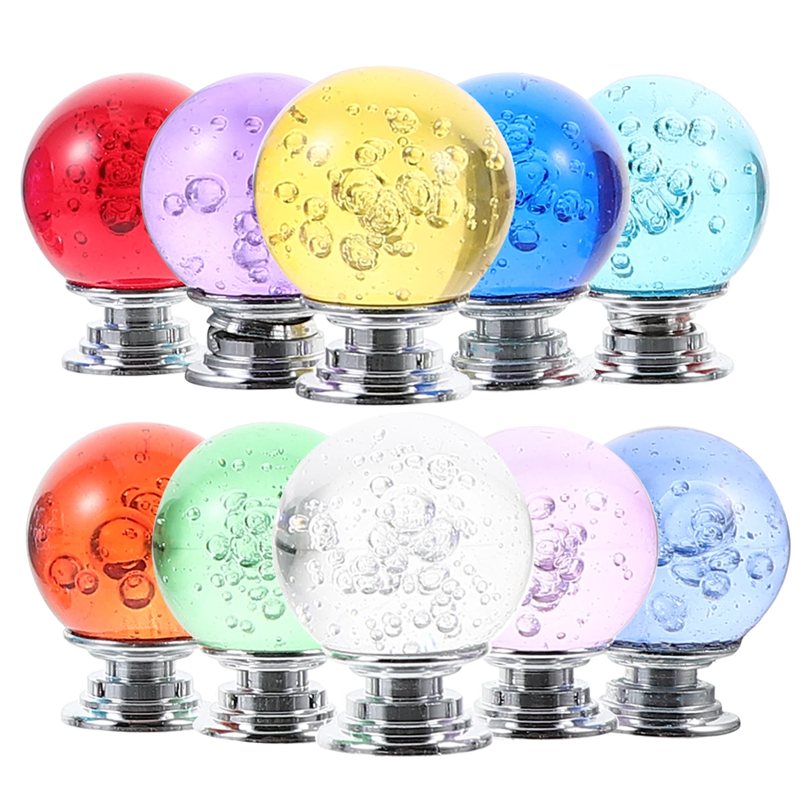 

10 pcs Crystal Drawer Knob Colorful Bubble Ball H Single Hole Cabinet Pulls Dresser Furniture Decor Hardware