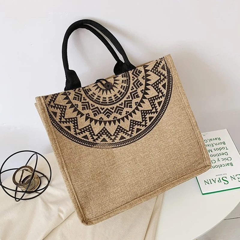 Borsa a mano in tela di moda borsa per la spesa di grande capacità Totes borsa a tracolla femminile stampa floreale shopper Casual Bolsa