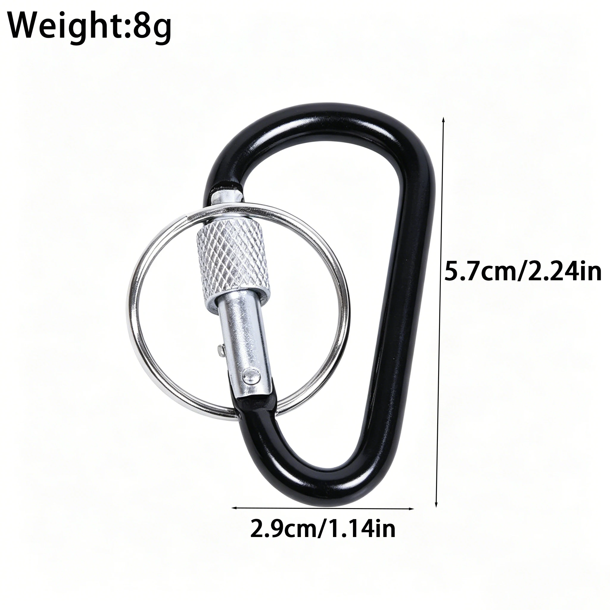5/10Pcs Multi-color Aluminum D-Shaped Lockable Carabiner Keychain With Key Ring Hanging Buckle Outdoor Camping Hiking Accessory