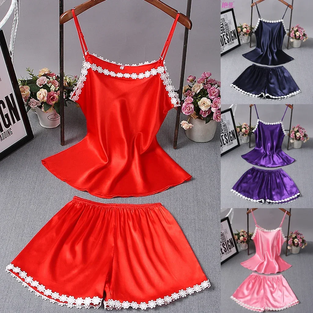 Damen Sexy Seiden-Nachthemd mit Spitze, Schleife und Trägern, Robe, Kleid, Weiche Nachtwäsche, Nachthemd, Schlafshirt, Loungewear – Detail 7