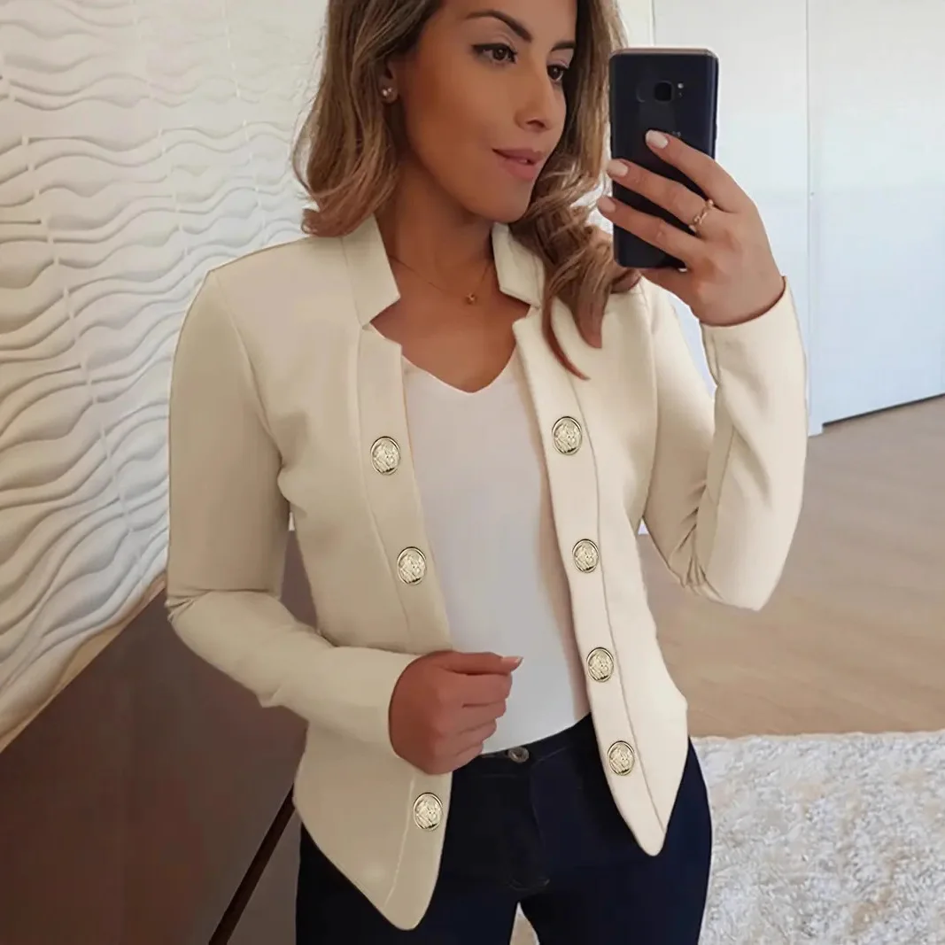 2025 women's temperament slim suit cross-border long-sleeved breasted jacket