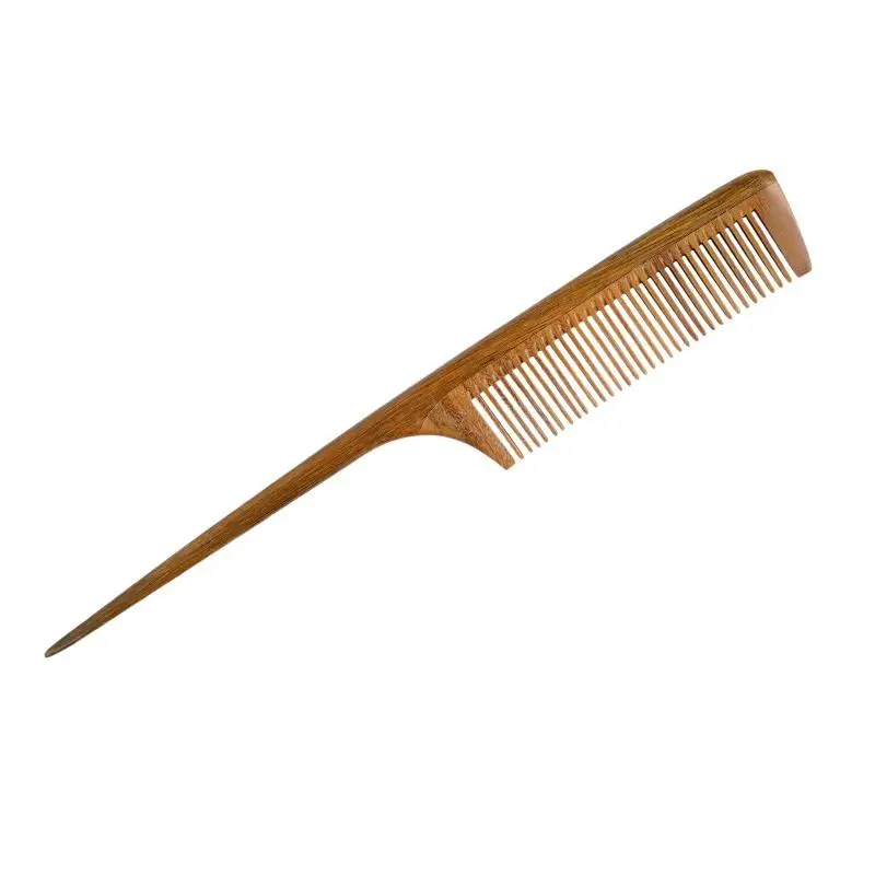 20 cm Haarkamm aus natürlichem Sandelholz, feinzahnig, verdickt, mit scharfem Ende, antistatischer Friseurkamm zum Stylen und Pflegen – Detail 7