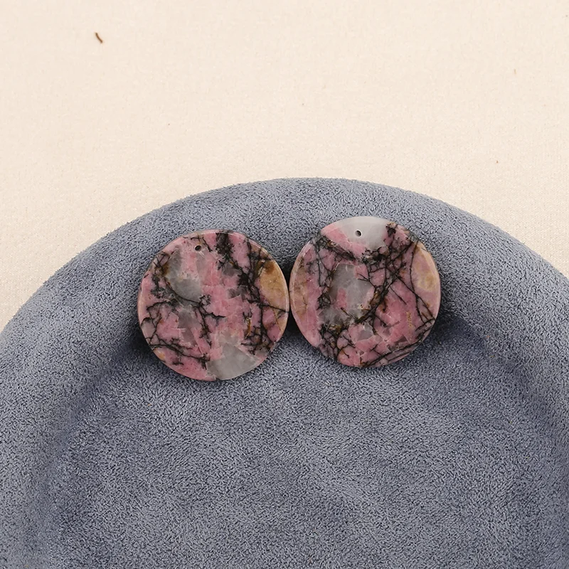 

Natural Rhodonite Round Earrings Beads for Jewelry Making, Handmade Natural stones beads 25*3mm 8.2g