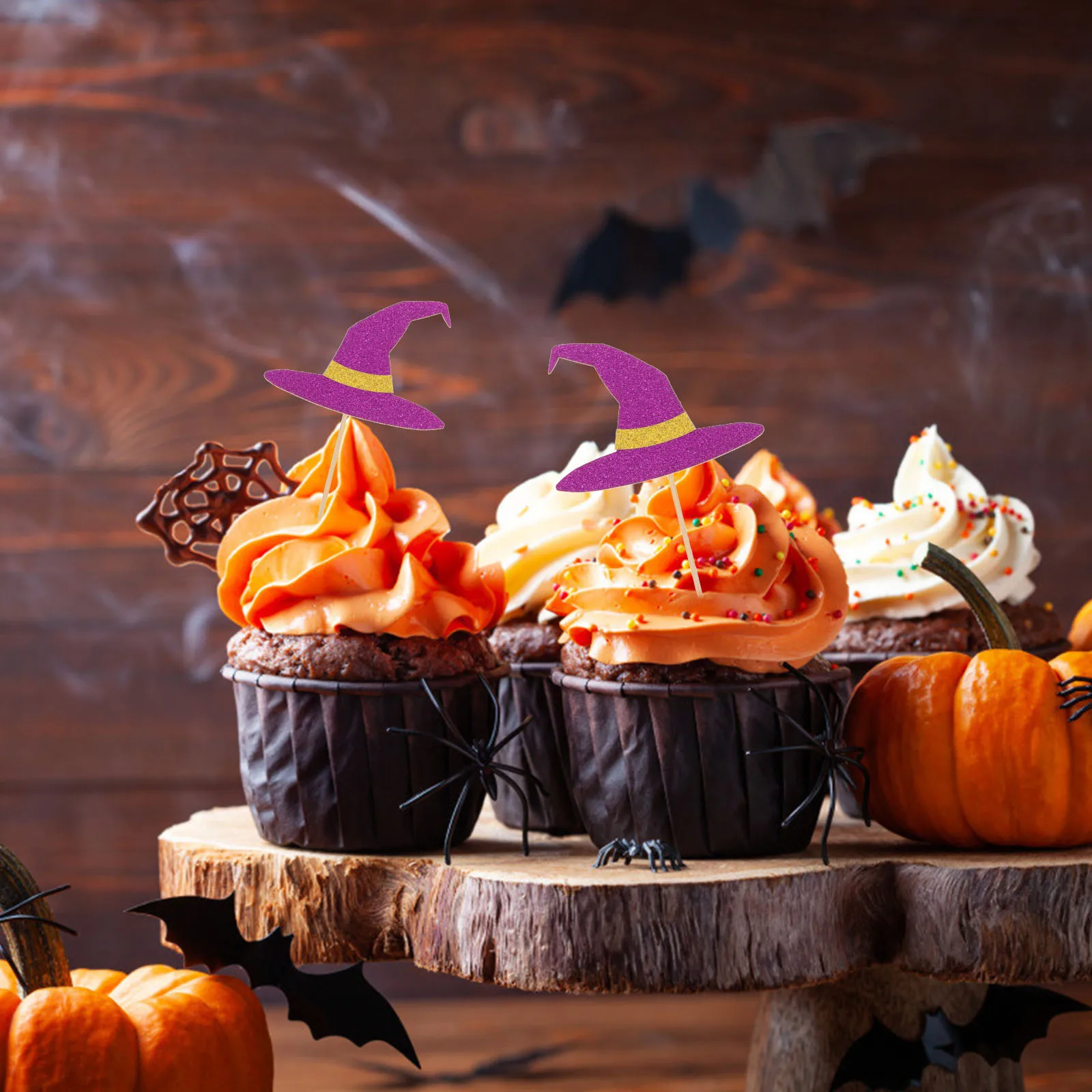 

24 Pcs Witch Decor Hat Insert Cake Decoration for Halloween Festival Topper Decorations Decors Picks Dessert