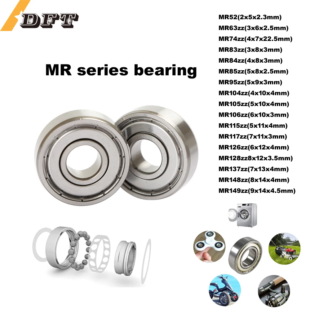 10 pcs MR85 ZZ Bearing Metal Shielded Ball Bearings, Double Shielded Miniature Ball Bearings MR83 MR84 MR95 MR104 MR105 MR117