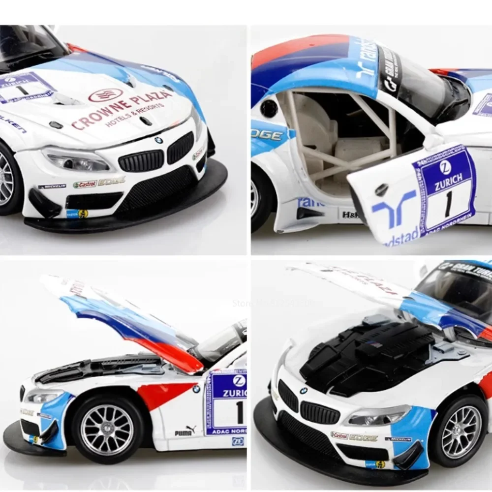 CCA 1/32 BMW Z4 GT3 Rally Car Model Toy Alloy Diecast Simulation Sound Light Pull Back Collection Boys Toys Gifts for Birthday