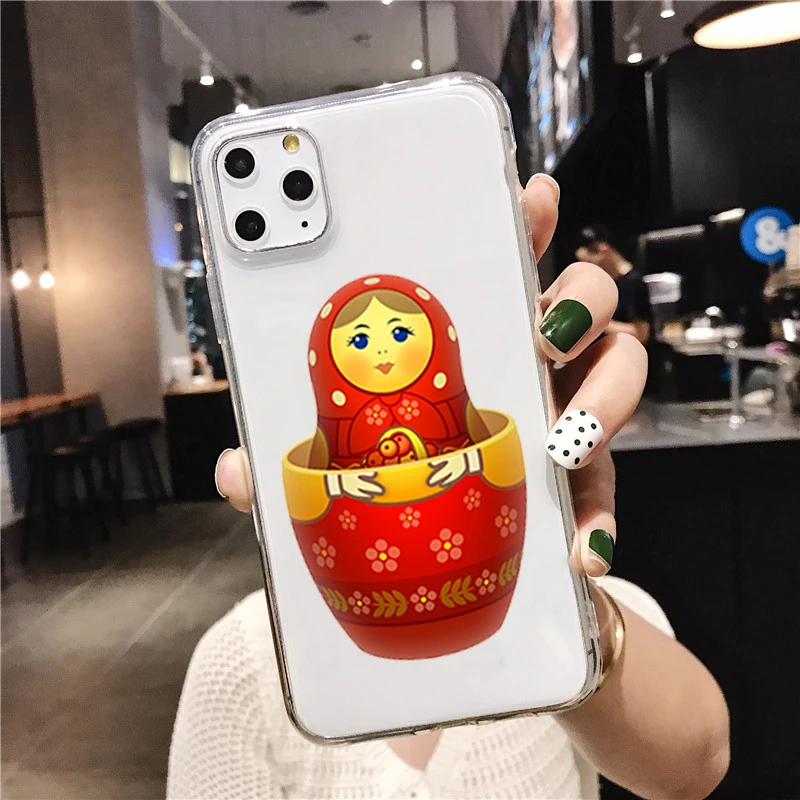 Cute Russian Dolls Matryoshka DIY Phone Cover For iPhone 11 12 13 14 15 16 Pro Max X XR XSMax 15 16 Plus Soft Silicone TPU Case