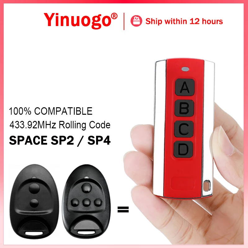 For SPACE SP2 SP4 Garage Door / Gate Remote Control 433.92MHz Rolling Code