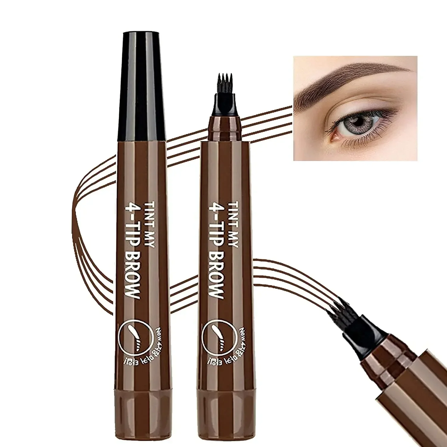 Heallor Wenkbrauw Potlood Waterdicht 4 Punt Vloeibare Wenkbrauw Pen Gezicht Make-Up Langdurige 4 Vork Tip Wenkbrauw Pen Cosmetisch Microblade Bro