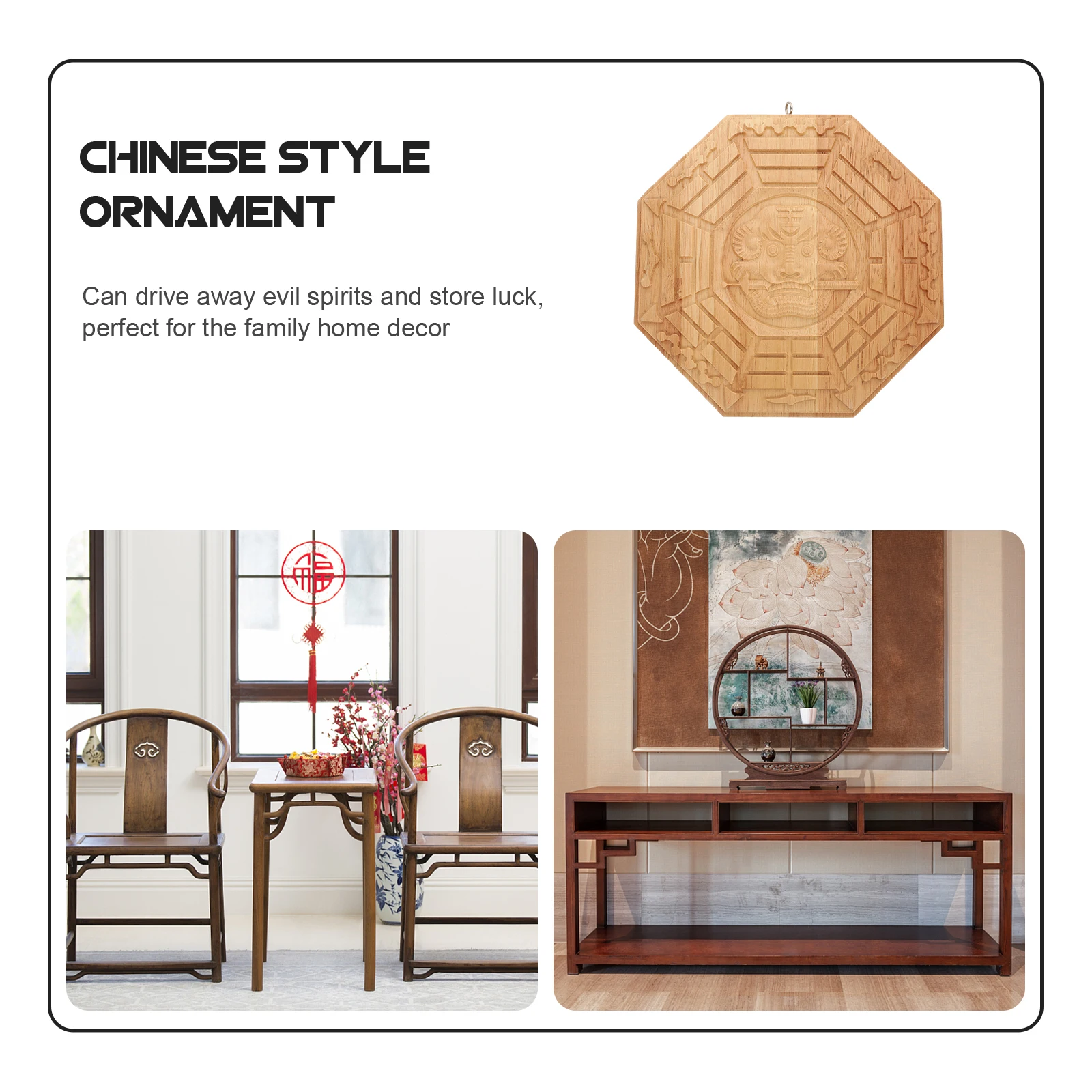 

Tai Chi Gossip Mirror Wall Hanging Decoration Wood Chinese Ba Gua Pendant Unique Home Style Delicate