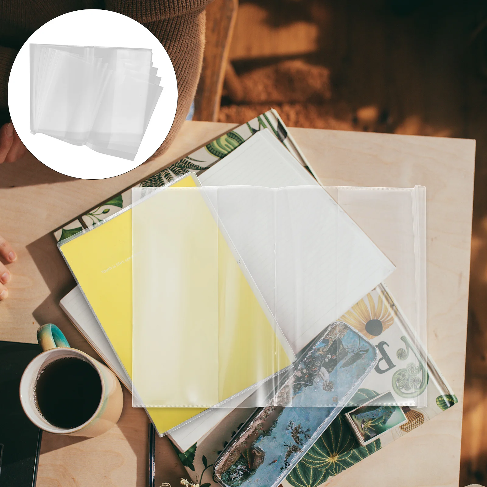 

10pcs A5 Plastic Book Covers Clear Waterproof Sleeves for Textbooks Notebooks School Supplies for Pupils Hardcover Use
