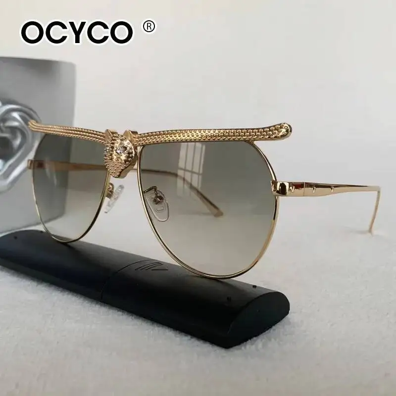 2026 Übergroße Steampunk-Sonnenbrille für Damen und Herren Luxusmarke Leopardenkopf Ovale Punk-Sonnenbrille Metallrahmen Eyewear UV400-Schutz
