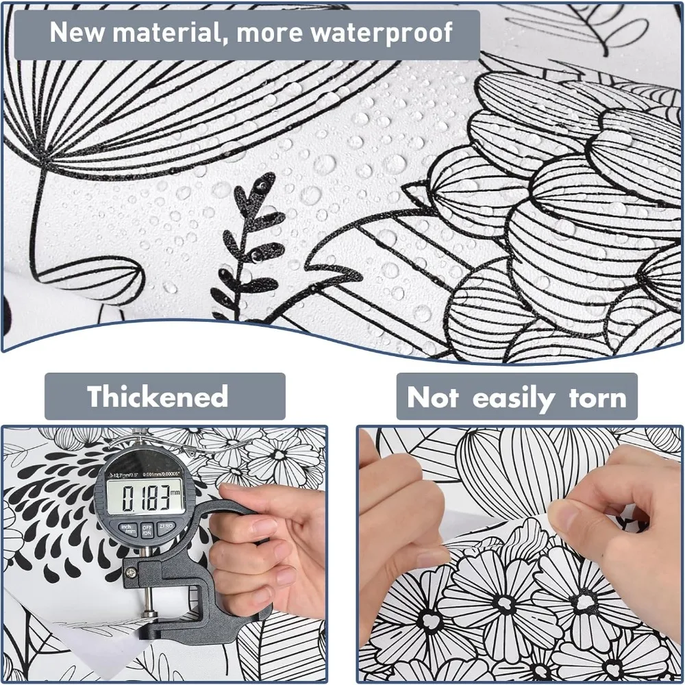 ورق جدران قابل للتقشير واللصق على شكل أوراق زهور بوهو عتيقة لخزائن وأدراج الحمام، مقاس كبير، نمط ورق اتصال