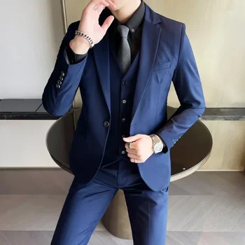S-9XL New (Blazer+Vest+Pants) Men's Fashion Business Gentleman Professional Formal Dress Korean Version Banquet Dress Suit 6XL 4 S-9XL New (Blazer+Vest+Pants) Men's Fashion Business Gentleman Professional Formal Dress Korean Version Banquet Dress Suit 6XL 4