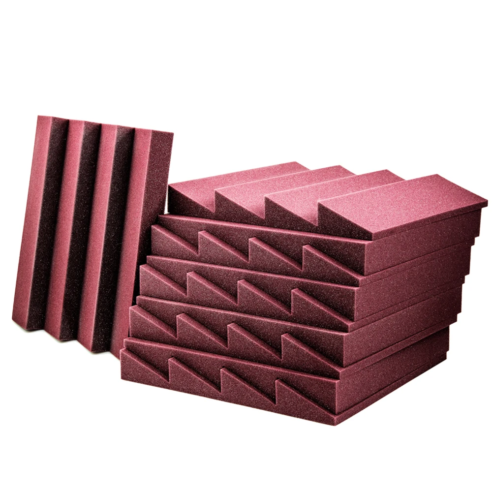 10 PCS Studio Acoustic Foam Soundproofing Wedges Burgundy for Room KTV Bar Decor