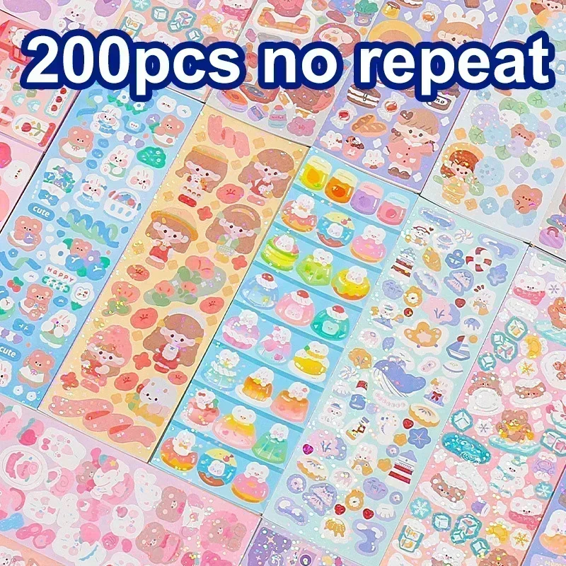 

200PCS Assorted Series Cartoons Stickers Set Pack Girl Kids Deco Scrapbooking Diary Album Aesthetic Cute Kawaii Handmade DIY Toy