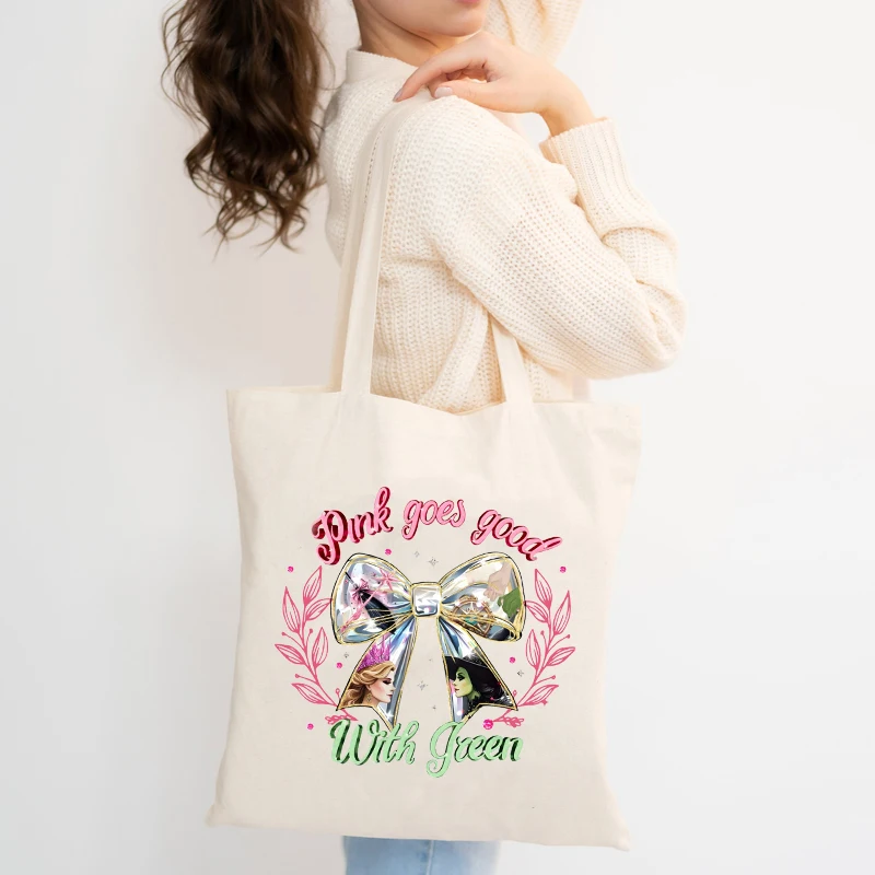 Wicked The Musical Canvas Tote Bag Glinda Elphaba Inspired Musical Lover Gifts Shopping Bag Musical Theater Fans Gift Handbag