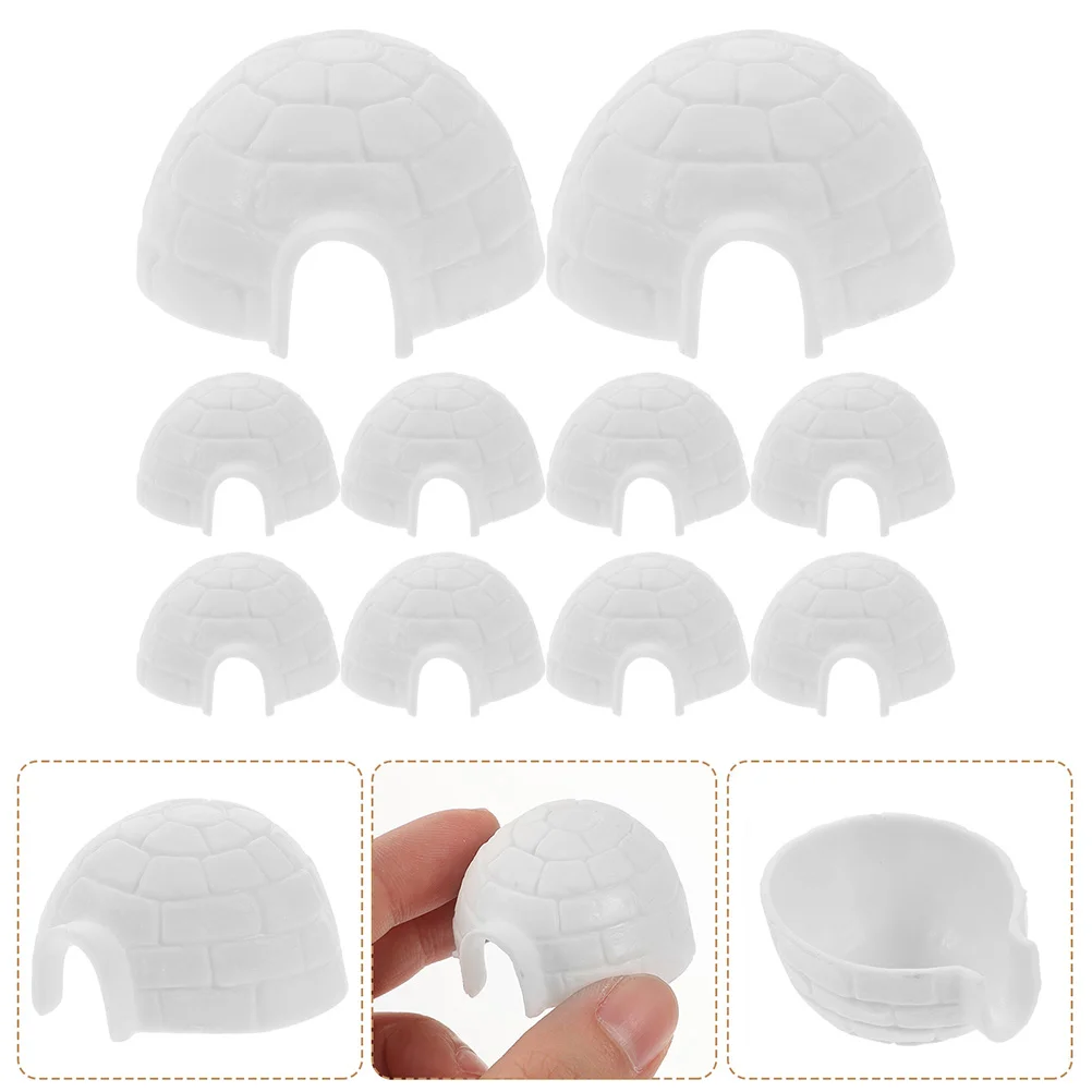 

12 Pcs Dollhouse Ice House Model Accessories Ice House Toy for Kids Figures Polar Bear White Decorations