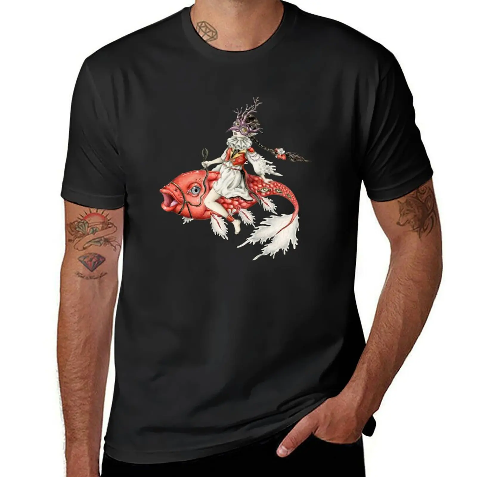 Red Fish T-Shirt anime graphics heavyweights summer top designer t shirt men