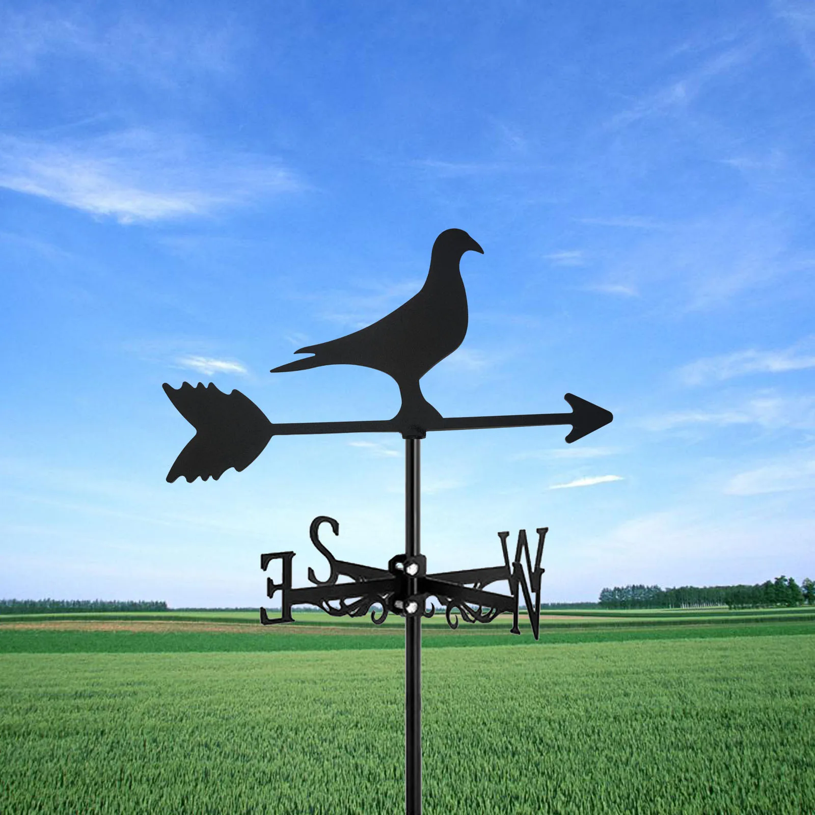 

Peace Dove Weathervane Silhouette Art Black Metal World Peace Wind Vanes Outdoors Decorations Garden For Roof Yard Building