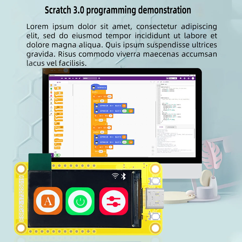 Carte de développement ESP32-S3 LCD TFT IPS Tech WiFi + Bluetooth 8M PSRAM 16M Flash Type-C Wild