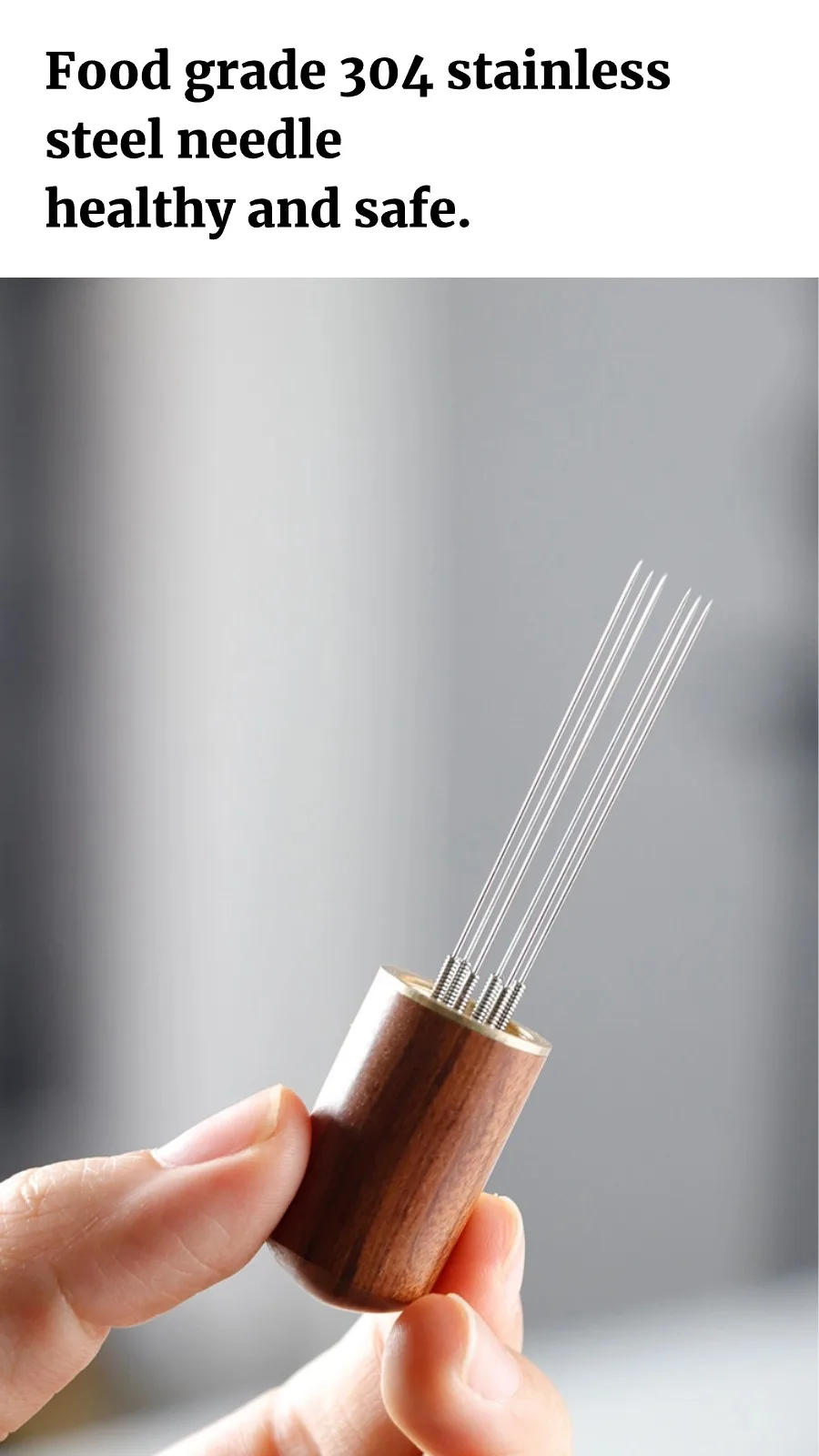 Professioneller Edelstahl-Kaffeepulver-Tamper Espresso-Rührer WDT-Werkzeug Verteiler Nivellierer Barista-Set Zubehör – Detail 4