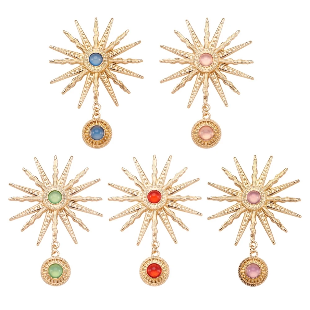 5Pcs 5 Colors Alloy with sun Resin Big Pendants For Jewelry DIY Making Neclace Earrings