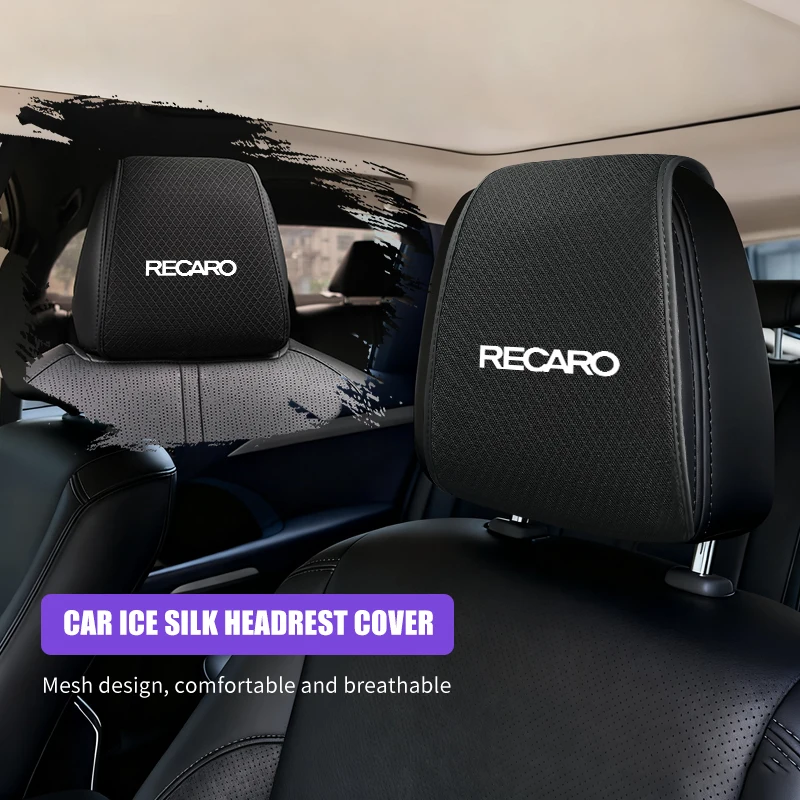 Car Seat Headrest Protector Cover Ice Silk Neck Pillowcase Accessories For Recaro Racing Auto Accessories