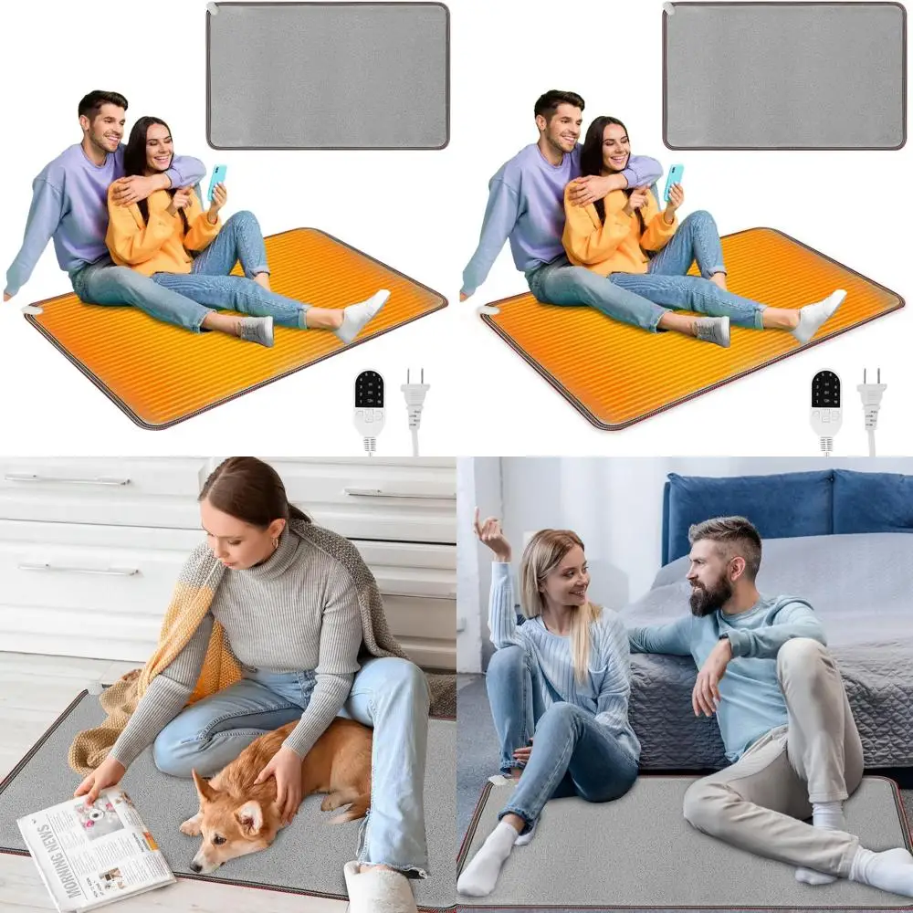 

110V Electric Heated Floor Mat 31.5x20 for Desk Under Foot Warmer, Energy-Saving Indoor Rug, Gray