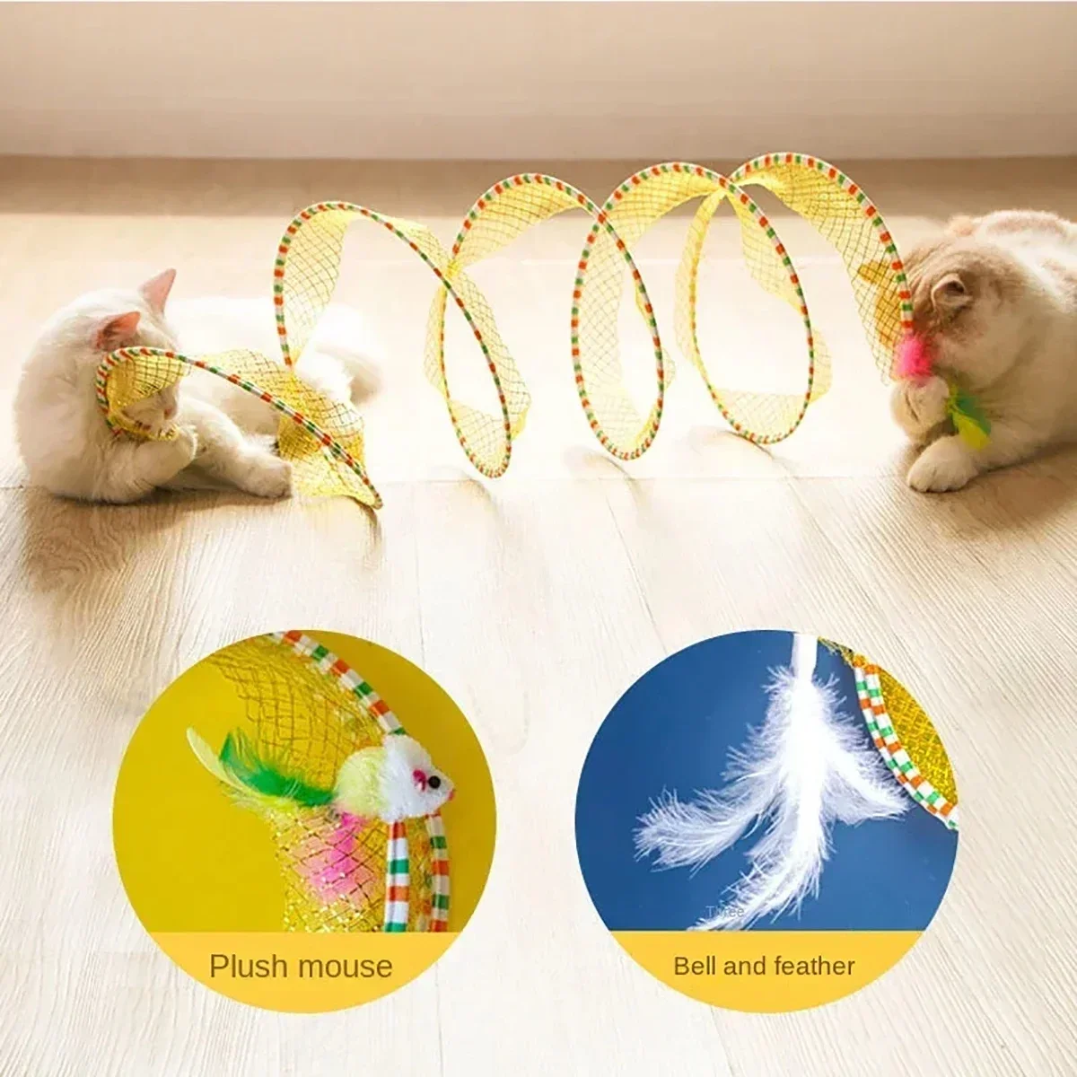 Indoor Folding Tunnel Interactive Chase Sports Cat Toys Self-Hearing Boredom Bite-Resistant Teasing Cat Feather Toys