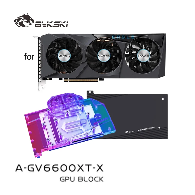 Bykski A-GV6600XT-X استخدام كتلة المياه لجيجابايت Radeon RX 6600 XT EAGLE GPU/بطاقة الفيديو/غطاء كامل المبرد النحاسي/ضوء RGB